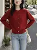 Cárdigan de punto con cuello redondo para el día a día, nuevo abrigo suéter casual versátil de primavera y otoño, prenda exterior suave y corta para mujer