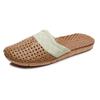 Pantuflas de Ratan y Hierba para el Hogar Verano Pantuflas de Lino para Interior Silenciosas Antideslizantes Estilo Japonés Pantuflas para Piso de Madera Transpirables Pantuflas Tejidas de Ratan