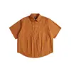 Vestido de Verão do Sul 2025 Verão Novo Japonês Cor Sólida Pequeno Bordado Gola Lapela Camisa Curta Casual Retro Unissex