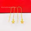 Aretes de Borla Corazón Chapados en Cobre Dorado de Suministro en Vivo para Mujer Aretes Largos Simples de Corona Aretes de Temperamento Joyería al por Mayor