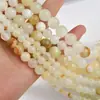 Pedras Soltas de Safira Flor Natural, Contas Redondas de Jade Bege, Acessórios para Joias DIY com Miçangas Feitas à Mão, Pulseiras, Colares