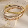 Nuevo Pulsera de Acero de Titanio Dorado para Mujer, Pulsera de Zirconia que No se Desvanece para Pareja, Lujo Ligero, Pulsera Anillo de Gama Alta, Joyería de Mano