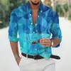Camisa masculina de manga longa para primavera e outono, tamanho europeu, corte solto, camisa casual masculina com estampa digital 3D, disponível para atacado a partir de uma peça