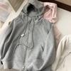Abrigo Corto de Punto para Mujer 2025 Nuevo Estilo Coreano Adelgazante Holgado Casual Cárdigan con Capucha Top Transfronterizo