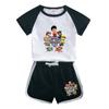 Wang Wang equipe infantil manga curta terno infantil verão estilo ocidental novo pequeno e médio porte crianças shorts casual moda duas peças na moda