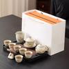 Juego de Té Ru Kiln traje Hogar Cerámica Té Tetera Taza de Té Bandeja de Té Lujo Ligero Juego de Té de Alta Gama para Visitas
