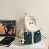 Mochila Escolar Transfronteriza para Mujer, Nuevo Estilo Japonés, Versión Coreana, Estilo Ins Mori, Mochila Simple Casual con Bloques de Color para Estudiantes de Secundaria, Preparatoria y Universitarios