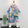 Traje de Camisa Nuevo de Verano 2025 para Niños Ropa para Niños Bebés Niños de Edad Media Tie-Dye Marca de Moda Niño Pequeño Manga Corta