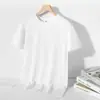 Camiseta de Manga Corta de Seda de Hielo Verano Hielo Fresco Sedosa Ropa de Seda de Morera para Hombre Estilo Coreano Holgada Delgada Camiseta de Manga Media para Hombre