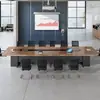 Mobiliario de oficina nuevo: mesa de conferencias grande, escritorio largo, diseño simple y moderno, escritorio de oficina, juego de mesa y sillas para sala de conferencias, esquinas redondeadas