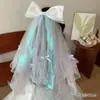 Véu de Renda com Laço Retrô Certificado Branco Doce Simples Adereços para Fotos de Aniversário Pedido Pequenos Acessórios de Cabelo