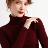 Suéter simple de cuello alto para mujer, otoño e invierno, corte ajustado, longitud corta, sin botones, ajustado, capa interior, lana sintética, top de punto de manga larga