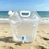 Bolsa de Agua Plegable para Exteriores con Grifo, Bolsa Espesa para Almacenamiento de Agua de Camping Montada en Coche, Bolsa Portátil de Gran Capacidad con Boquilla de Grado Alimenticio
