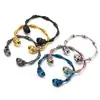 Pulseira de Aço Titânio Caveira Retro Exagerada Europeia e Americana Transfronteiriça Pulseira de Bambu Punk Hip Hop Masculina Tendência Venda por Atacado de Fábrica