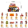 Bandeirola de Feliz Aniversário com Tema de Bombeiro, Bandeirinhas de Letras, Decorações para Pendurar, Toppers para Bolo, Enfeites de Colmeia