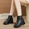 Botines de plataforma para mujer 2026 nuevos zapatos de otoño e invierno con forro de felpa cierre lateral zapatos para mujeres bajas suela gruesa botas de algodón que aumentan la altura