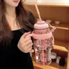 Taza de Verano de Gran Capacidad Taza de Agua Gigante de Plástico de Aspecto Elegante para Niñas 2025 Nueva Taza Portátil con Popote