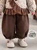 Conjunto de niña estilo retro, abrigo de algodón floral para bebé, chaqueta cálida, pantalones casuales elegantes, conjunto de tres piezas, ropa de invierno para niños