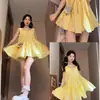 Dulce Vestido de Tirantes Amarillo con Lazo para Mujer Verano 2025 Nuevo Falda Suelta Abullonada