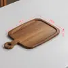 Tabla de cortar de madera maciza de acacia con asa práctica, plato para bistec estilo occidental, bandeja de madera para pizza y sushi para cocina y restaurante