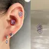 Colección de Pendientes de Hueso del Oído Morado de Ensueño Pendientes de Zirconia Pendientes Planos Espirales de Titanio Médico para el Hélice Pendientes de Hueso del Oído Morados