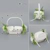 Nueva canasta de flores con asa móvil Mori para boda, canasta de flores portátil, accesorios de hojas verdes blancas, accesorios para fotografía