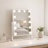 Espelho de maquiagem de mesa com luzes LED, estilo Hollywood, grande, regulável, espelho de penteadeira de bancada, espelho personalizável