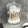 Caja de Almacenamiento de Discos de Algodón para Escritorio, Caja Acrílica Transparente para Bastoncillos de Algodón, Organizador a Prueba de Polvo para Maquillaje con Tapa para Tocador