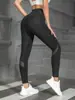 Pantalones de Yoga de Nuevo Estilo Transfronterizos Europeos y Americanos con Paneles de Malla Bloques de Color Cintura Alta Bolsillos Laterales Pantalones Cortos Ropa Deportiva para Mujer