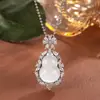 Pingente Grande de Cabacinha de Pedra Jade Calcedônia Ágata de Gelo de Alta Qualidade, Inlaid de Luxo, Design de Colar para Suéter, Nicho Feminino, Comparável ao Jade Falso