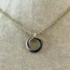 Collar con Anillo de Tres Anillos de Acero de Titanio que No se Desvanece para Mujeres y Hombres de Moda Ins Cadena para Sudadera Hip-Hop Callejero Europeo y Americano Accesorios Personalizados