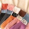 Calcetines planos de algodón con estampado de gato y cabeza grande para mujer, calcetín cálido y grueso de Amazon, informales, con dibujos animados, al por mayor.