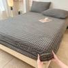 Sábana Bajera de Tafetán Engrosado tipo Gofre de Invierno Pieza Única Cálida Sencilla Protector de Colchón Cubierta de Cama Fija Todo Incluido