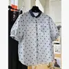 2026 Nueva Moda y Artística Camisa Cardigan Holgada de Contraste de Color y Cuello Ondulado Casual de Manga Larga de Lino con Lunares