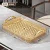 Bandeja de Taza y Juego de Té de Lujo Ligero, Bandeja Rectangular Doméstica con Drenaje, Almacenamiento para Tetera, Estante de Tazas con Drenaje de Doble Capa