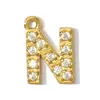 Pingente DIY Letra Zircônia Microincrustada Estilo Francês Aço Titânio Feminino Inglês A-Z Aço Inoxidável Colar Brincos Joia Pingente