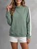Sudadera de punto acanalado de cuello alto para mujer, estilo casual deportivo holgado con rayas en las mangas, nueva colección Otoño/Invierno 2026, europea y americana transfronteriza