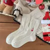 Meias de Urso de Natal para Mulheres, Meias Grossas de Lã de Cano Médio, Meias de Natal Trançadas para Outono e Inverno, Meias Largas Bordadas Modernas