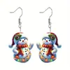 Aretes acrílicos de muñeco de nieve navideño con diseño de cadena de luces de colores joyería de moda navideña para mujer regalo de Navidad