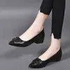 Zapatos versátiles de tacón grueso para mujer 2026 otoño nuevo estilo tacón medio bajo punta cuadrada hebilla cuadrada versátil zapatos de trabajo mocasines
