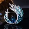 Broche Elegante de Pena de Fênix de Cristal de Luxo Leve para Mulheres de Ponta Exquisito Trabalho Pesado Broche de Lapela de Alta Qualidade Acessório para Terno