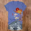Camiseta de mujer de manga corta con cuello en V y estampado de patrón floral y fénix transfronterizo, impresión digital 3D personalizada para mujer, pedido mínimo una pieza