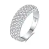 Anillo de Banda Ancha de Plata de Ley S925 Estilo Cielo Estrellado de Lujo Transfronterizo Europeo y Americano para Mujer, Completamente Incrustado con Zirconia de Alta Gama