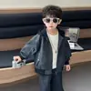 Chaqueta de Cuero de Otoño para Niños 2026 Nuevo Estilo Chaqueta de Cuero con Capucha Elegante para Bebé Niño de Primavera y Otoño