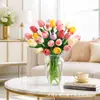 Buquê de tulipa artificial de PU haste única adereços para fotografia de casamento flores artificiais decoração de casa arranjos florais atacado