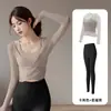 Top de Yoga em Renda Nevoeiro para Mulheres, Modelagem Justa, Estilo Curto, Roupa Esportiva que Pode Ser Usada Fora, com Bojos