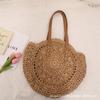 Bolso de paja redondo de verano para celebridades de Internet, nuevo estilo, bolso de paja de hombro de gran capacidad para verano, bolso tejido, bolso de playa para vacaciones en la playa.