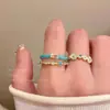 Anillo de Flor Azul Esmaltada para Mujer, Diseño de Nicho con un Toque de Alta Gama, Anillo para Dedo Índice Que Realmente Resalta el Cutis, Anillo Abierto Ajustable