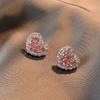 Aretes de Moda Versátiles Geométricos Cuadrados Aguja de Plata Imitación Aretes Sencillos de Corazón Diamante Diseño Nicho Joyería para Oreja para Mujer