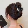 Pinza simple negra con perla brillante, pinza grande nueva para el cabello, red para la cabeza de mujer, pinza de tiburón roja, accesorios para el cabello al por mayor